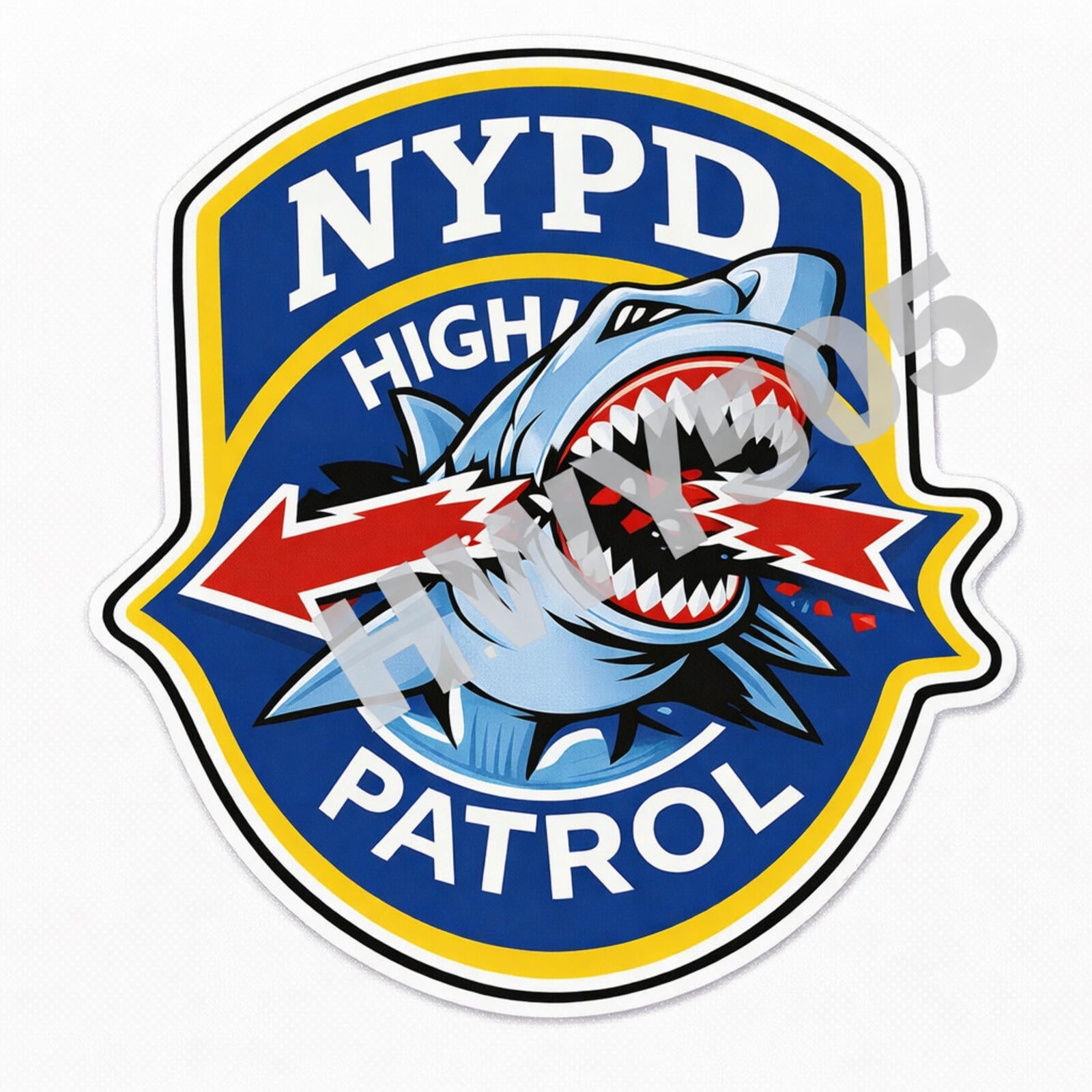 NYPD Highway Patrol Shark Magnet – Novelty Police Design – 3 in – product image