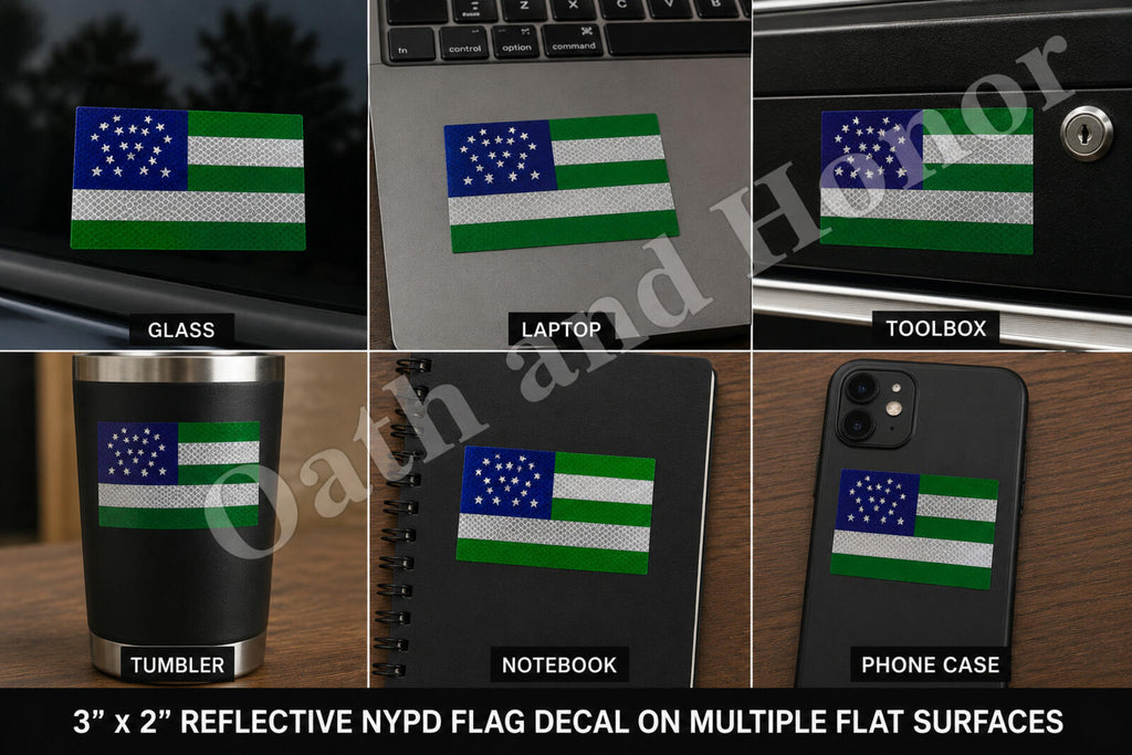 Reflective NYPD Tribute Flag Decal – Police Support Sticker – view 3