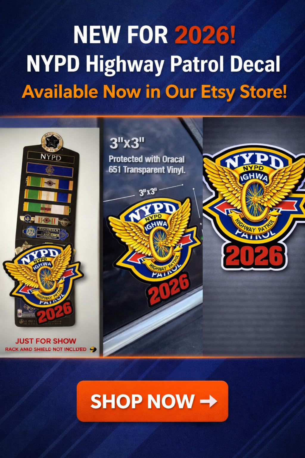 NYPD Highway Patrol Wheel Pin Decal – 2026 – 3 x 3 in – view 6