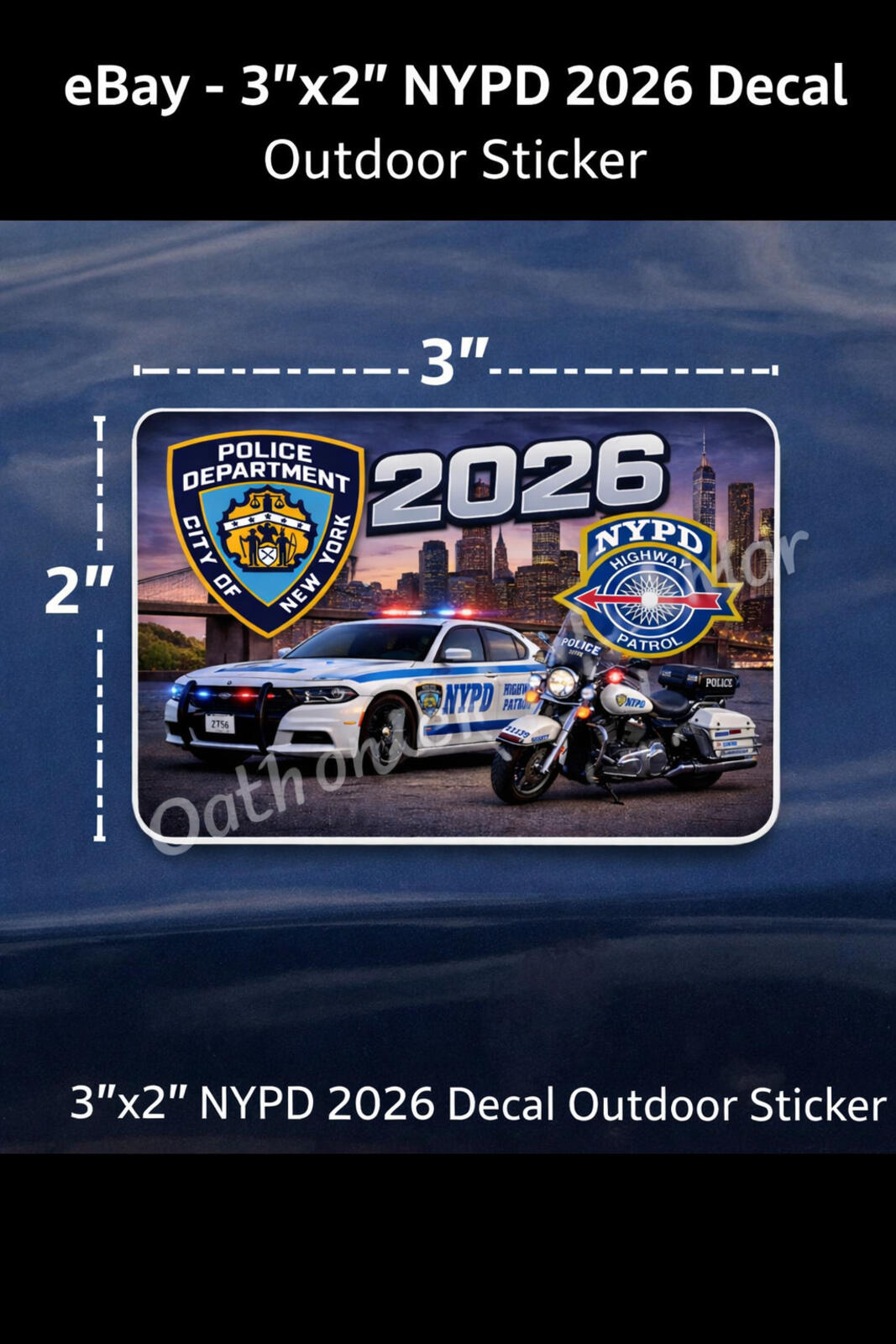 NYPD Highway Patrol Decal – 2026 – Outside Glass – 3 x 2 in – view 2