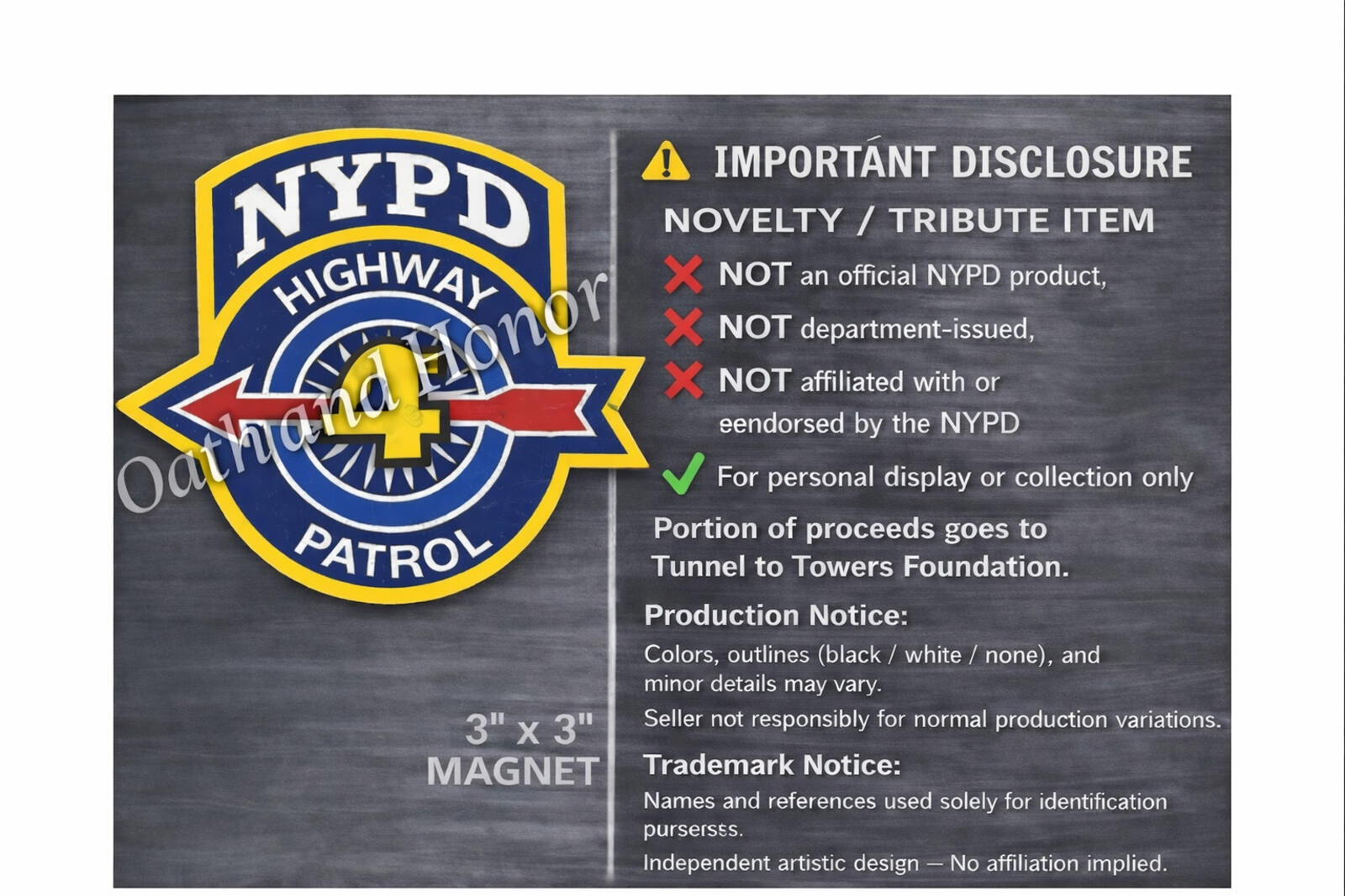 NYPD Highway Patrol 4 Midtown Manhattan Tribute Magnet – 3 in – view 2