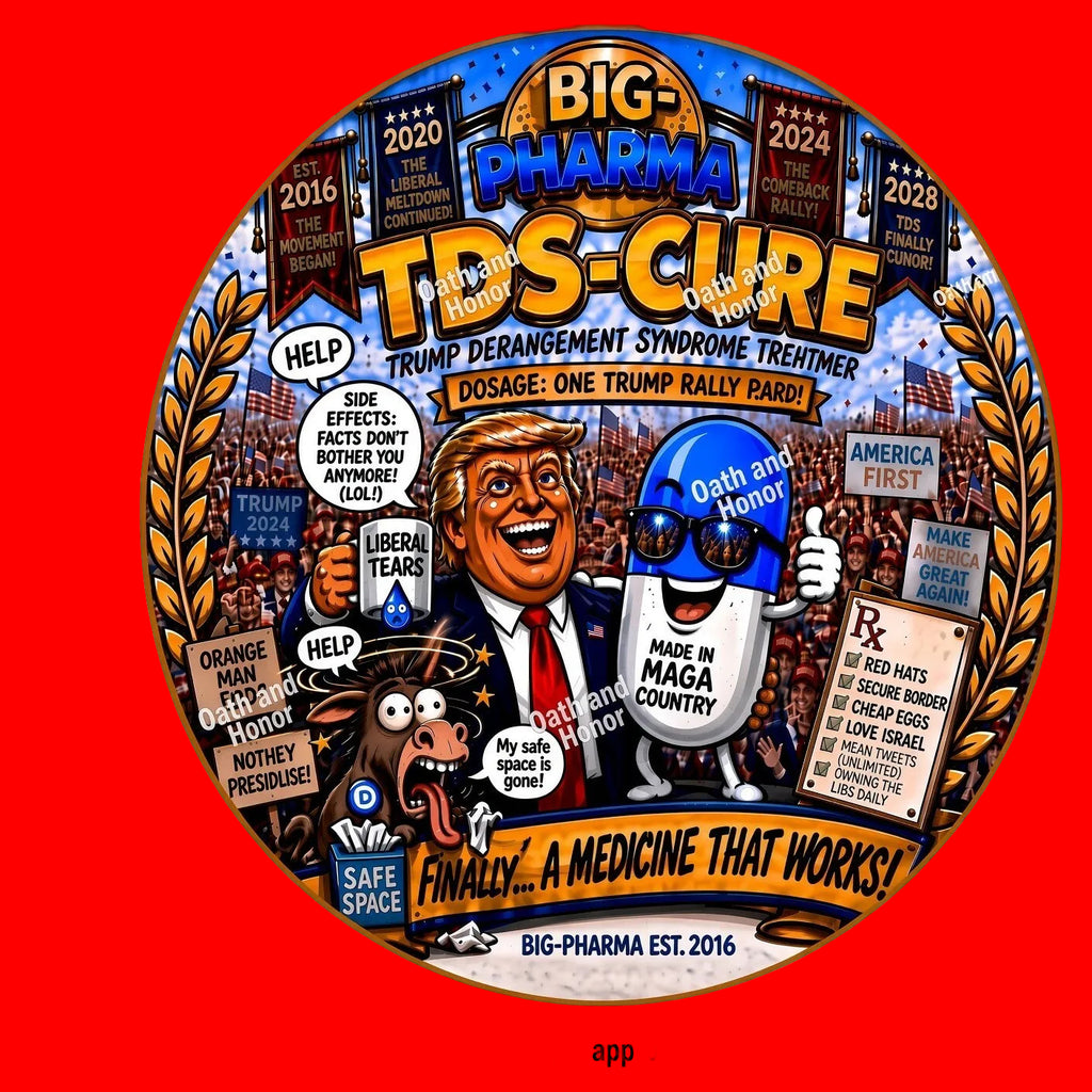 Trump TDS-Cure Political Parody 3" Round Decal or Magnet MAGA Novelty