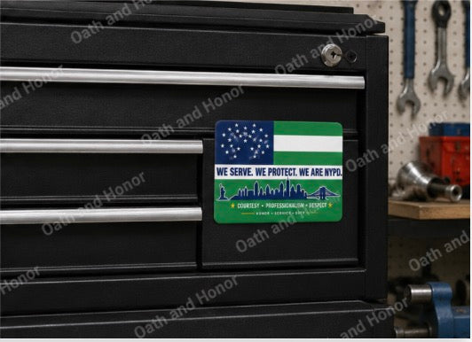 NYPD Flag Decal – Police Support Decal or Magnet – 3x2, 4x3, or 5x4