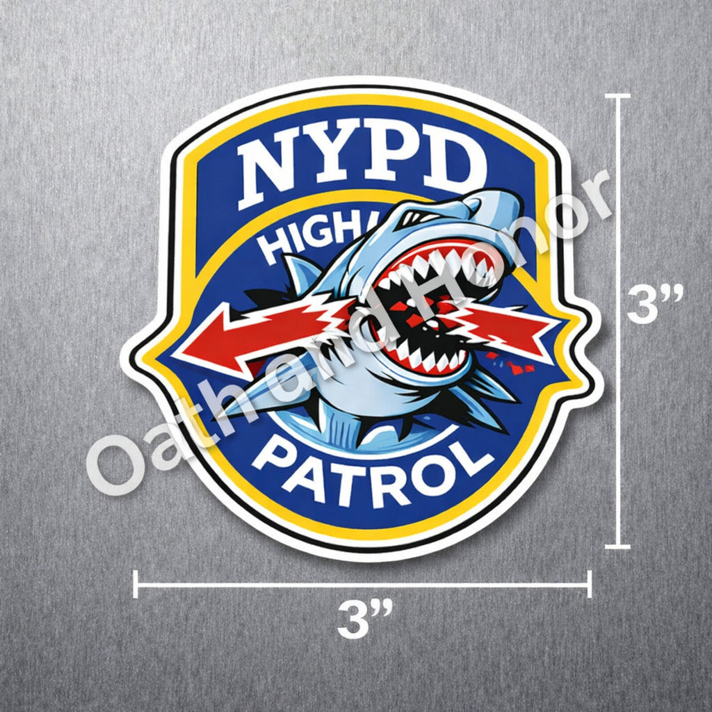 NYPD Highway Patrol Shark Magnet – Novelty Police Design – 3 in – view 2